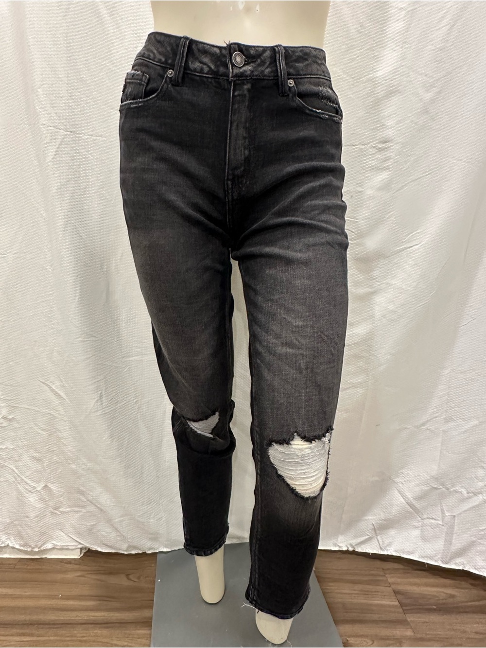 KanCan Black High-Rise Distressed Ankle Jeans